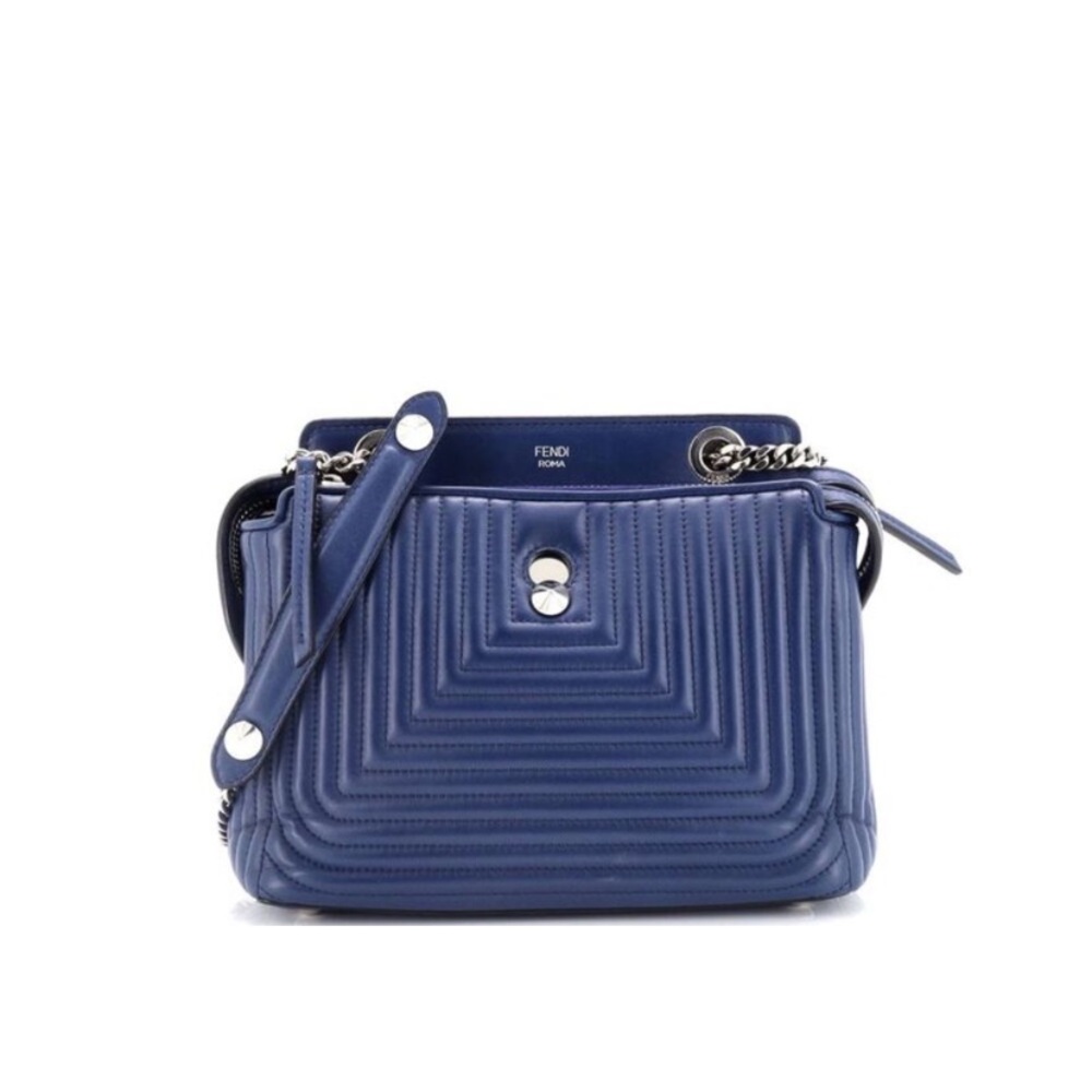 Fendi Dot Click Shoulder Bag Quilted Leather